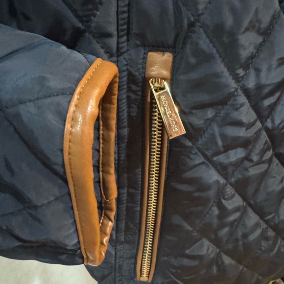 Michael Kors Navy Quilted Jacket with Tan Trim - Picture 7 of 9